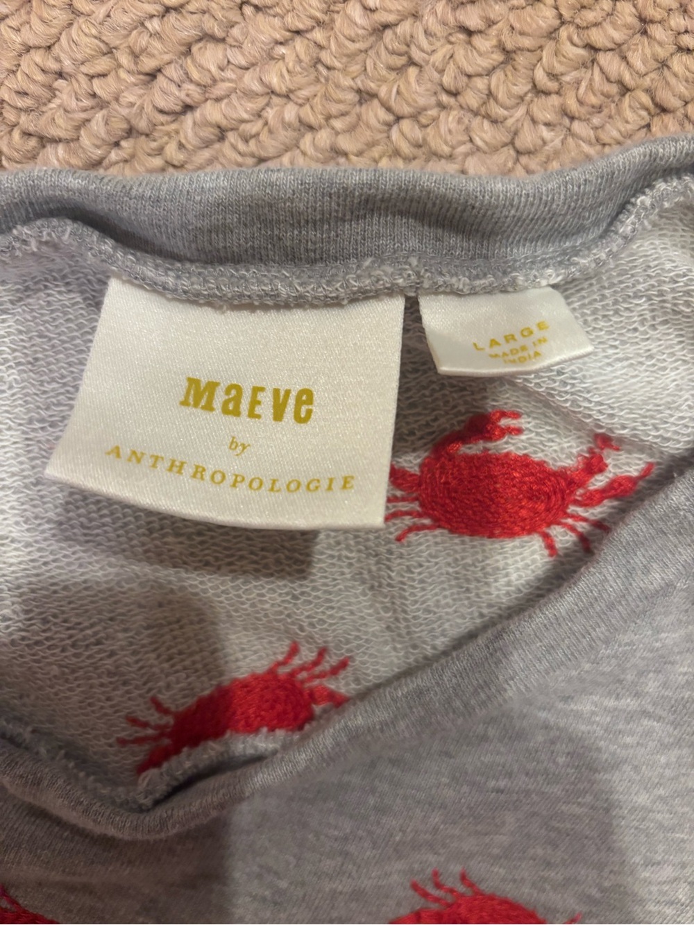 Maeve by Anthropologie Gray Sweatshirt with Red Crab Print - L - Picture 4 of 7